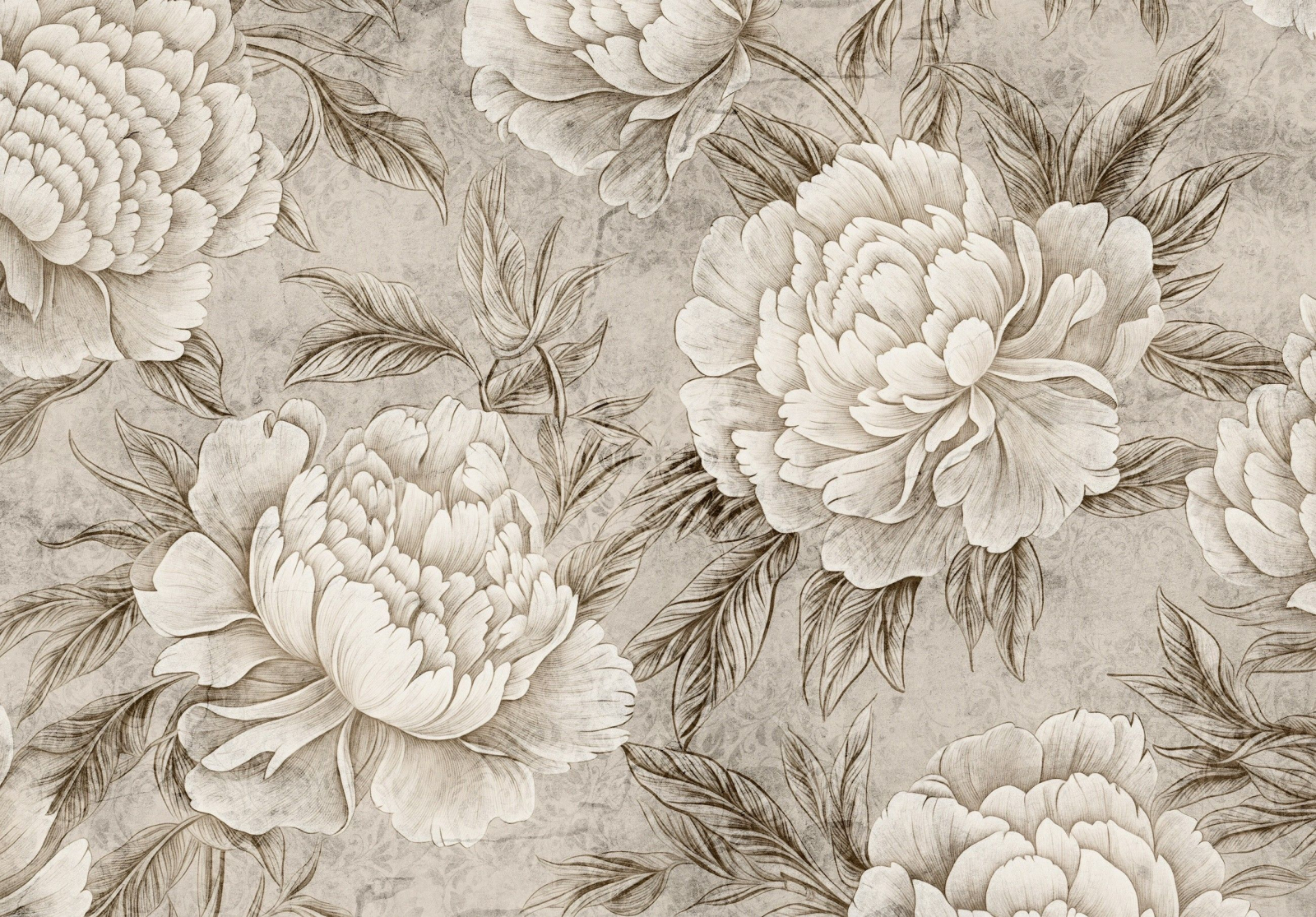 Флис Фототапет FLOWERS цветя, рисувани, винтидж стил